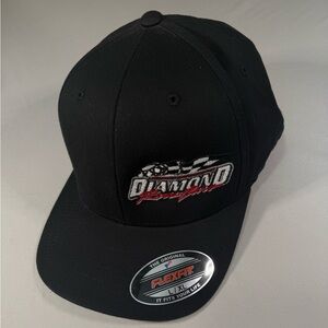 Diamond Racing Wheels Flexfit Hat L/XL Black Racing Cars Cap
